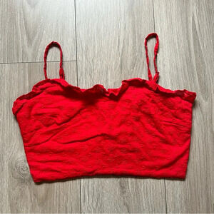 Luvalot red crop top woth silver zipper back size 8